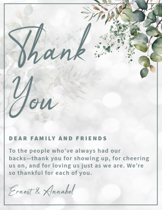 Copy of Modern & Minimal Wedding Thank You Card Flyer (us Letter ...