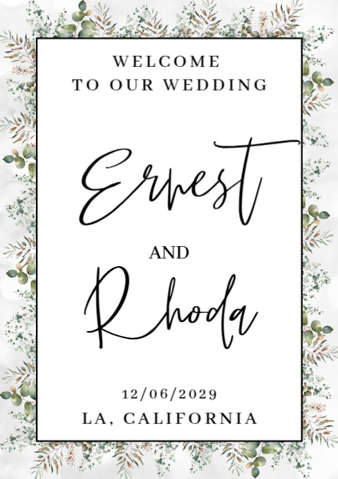 Copy of Modern & Minimal Wedding Welcome Sign Template A1 | PosterMyWall