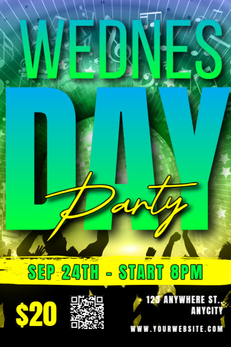 Modern & Minimal Wednesday Party Poster Template | PosterMyWall