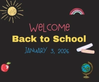 Modern & Minimal Welcome Back To School Posters  Medium Rectangle Retângulo médio template