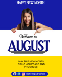 Modern & Minimal Welcome To August Happy New Month Template Free Editable Social Media Template  Ins Instagram Portrait