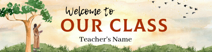 Modern & Minimal Welcome To Our Class Google Header  Google Classroom Banner template