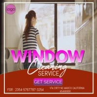 Modern & Minimal White And Red  Window Cleaning Instagram Post template