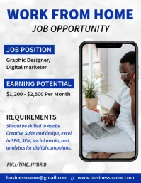 Modern & Minimal Work From Home Job Opportunity Flyer (us Letter) template