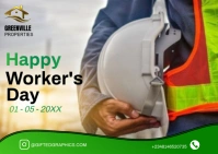 Modern & Minimal Worker's Day / Labor Day  Postcard Ikhadi leposi template