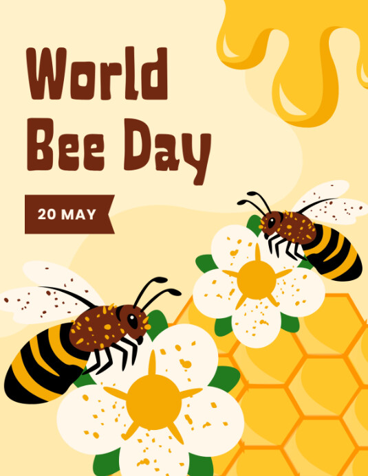 Modern & Minimal World Bee Day  Flyer (us Letter) 传单(美国信函) template