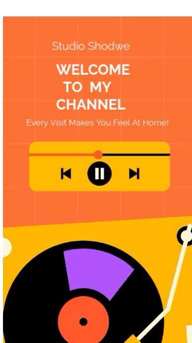 Modern & Minimal Yellow And Orange Color, Welcome To My Channel Intro Screen Template  Digital Displ Digitale Vertoning (9:16)