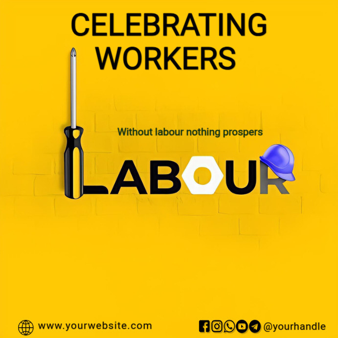 Modern & Minimal Yellow Labour Day Flyer Template | Workers ...