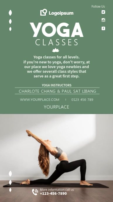 Modern & Minimal Yoga Classes Template Digital Display (9:16)