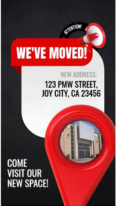 Modern “We’ve Moved” Announcement Flyer – Business Relocation Notice ...