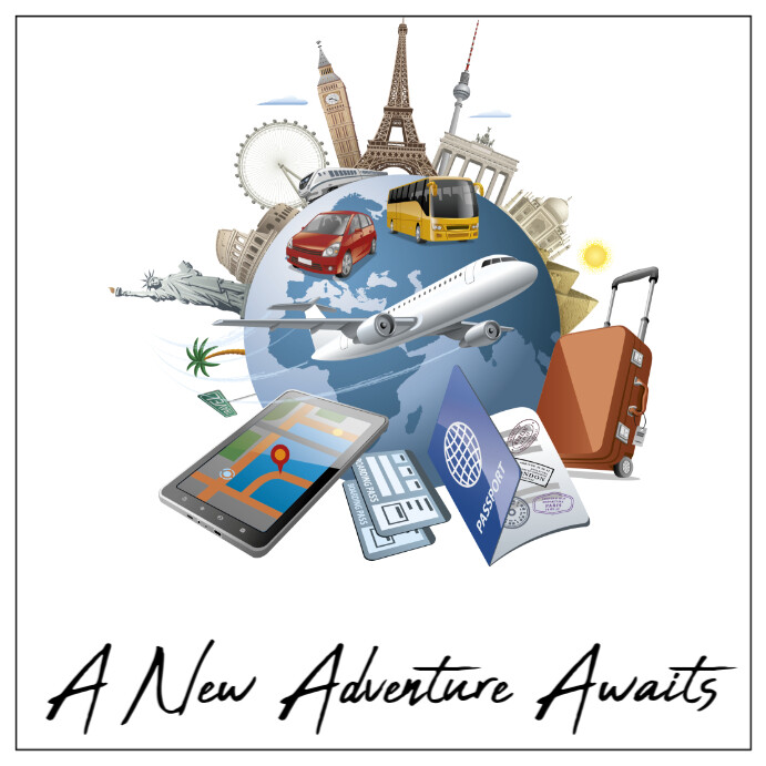 Modern & Minimal A New Adventure Awaits Card Instagram Post template