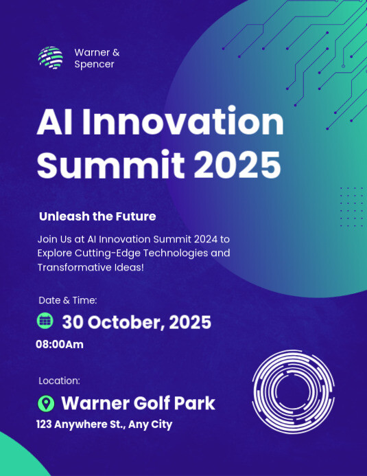 Modern & Minimal Ai Innovation Summit Pamflet (letter As) Flyer (US Letter) template