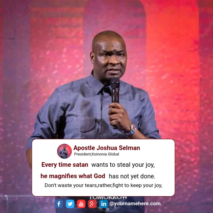 Modern & Minimal Apostle Joshua Selman Quotes Instagram Post template