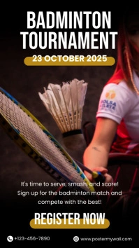 Modern & Minimal Badminton Tournament Instagr Instagram 快拍 template
