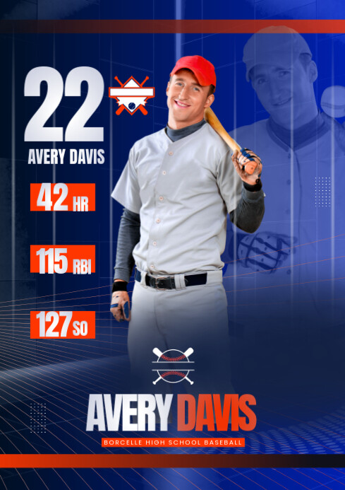 Modern & Minimal Baseball Player Stats A4 template