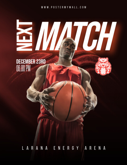 Modern & Minimal Basketball Next Match Pamflet (letter As) Flyer (US Letter) template
