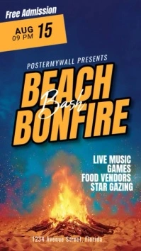 Modern & Minimal Beach Bonfire Bash Tiktok Video Ad Instagram Reel template