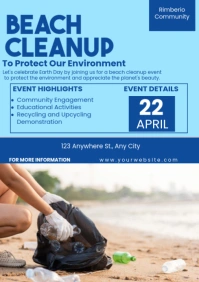 Modern & Minimal Beach Cleanup Event Flyer A4 template