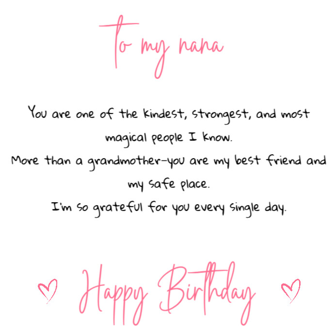 Modern & Minimal Birthday Card For Nana Instagram Post template