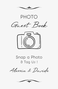 Modern & Minimal Black And White Modern Minimal Photo Guest Book Template Design 2025 2026 2027 2028 Полстраницы широкого формата