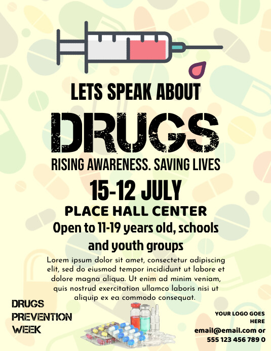 Modern & Minimal Black Typography Drug Awaren Flyer (US Letter) template