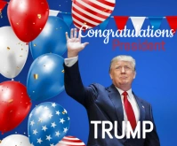 Modern & Minimal Blue Modern & Minimal Congratulations President Trump Template  Medium Rectangle