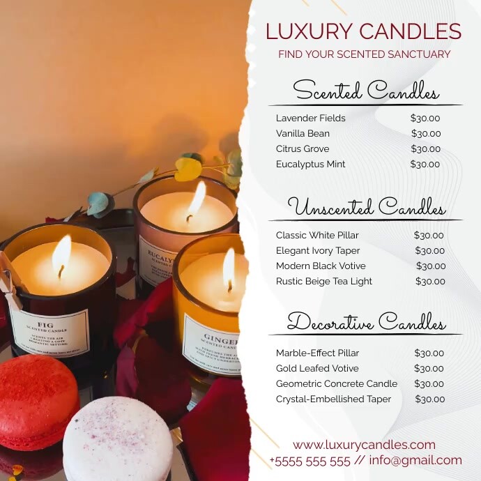 Modern & Minimal Candle Price List Square (1: template