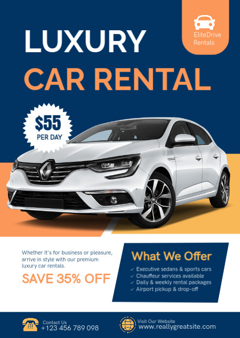 Modern & Minimal Car Hire Services Advertisement Template A6