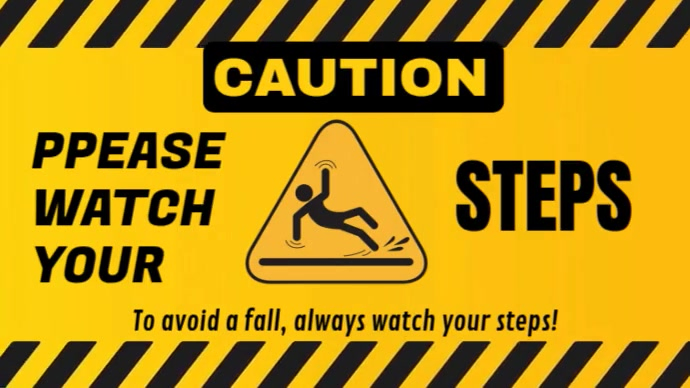 Modern & Minimal Caution, Watch Your Steps Youtube Thumbnail template