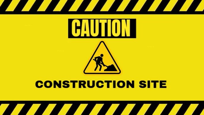 Modern & Minimal Caution Work In Progress Sign Youtube Thumbnail template