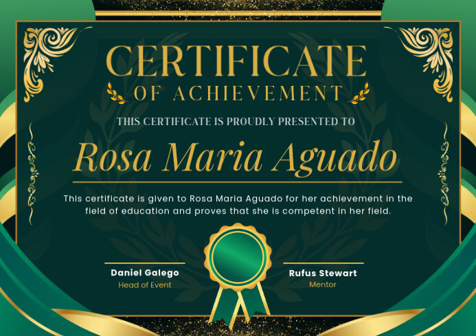Modern & Minimal Certificate Of Achievement A4 template