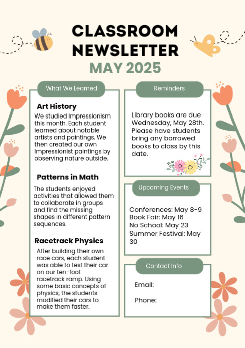 Modern & Minimal Classroom Newsletter A4 template
