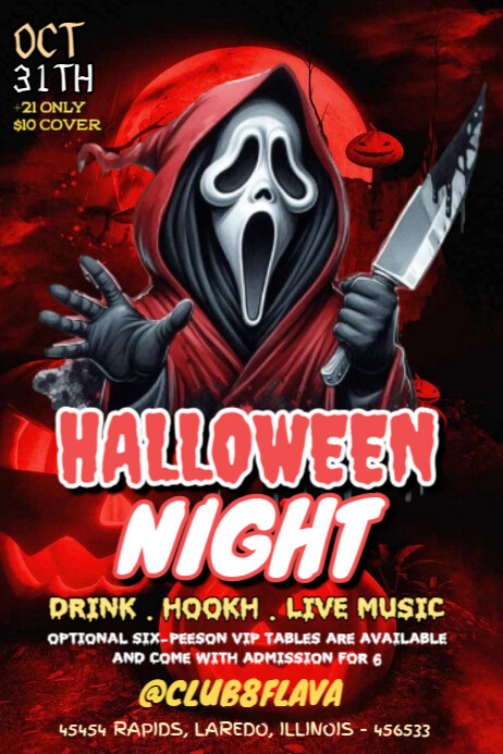 Modern & Minimal Editable Halloween Party  Poster template