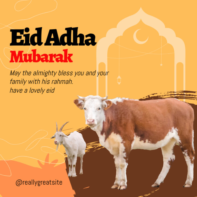 Modern & Minimal Eid Al Adha Mubarak Instagram Post Wpis na Instagrama template