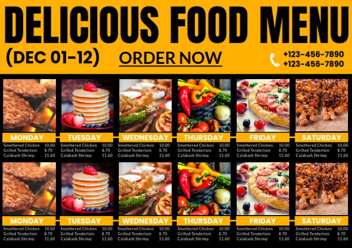 Modern & Minimal Food Menu Template Design A4