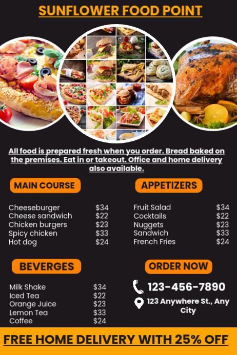 Modern & Minimal Food Menu Template Poster