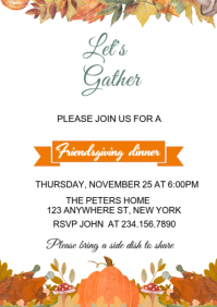 Modern & Minimal Friendsgiving Dinner Invitation Design Template  A4
