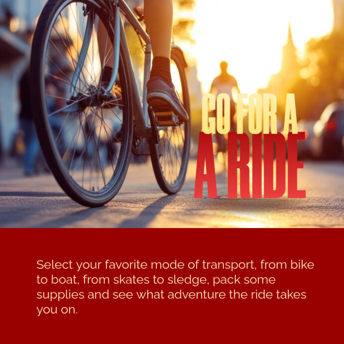 Modern & Minimal Go For A Ride  Instagram Post template