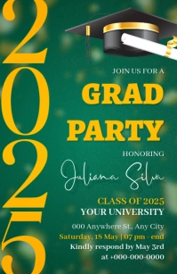 Modern & Minimal Graduation Party Invitation Half Page Wide template