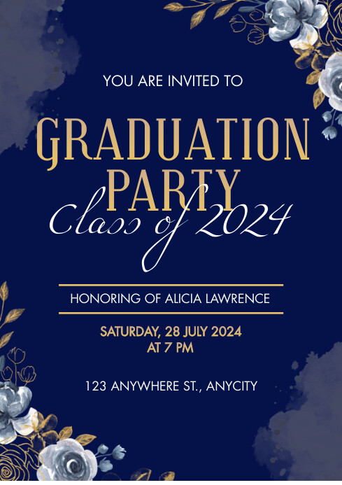 Modern & Minimal Graduation Party Invitation A4 template