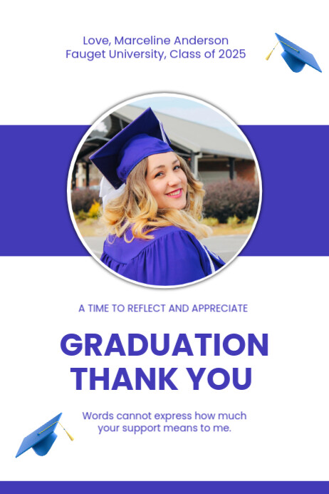 Modern & Minimal Graduation Thank You Card  Poster template