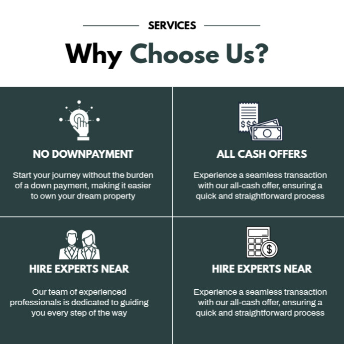 Modern & Minimal Green And White Services why choose us Instagram Post template