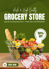 Modern & Minimal Grocery Store A4 template