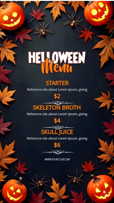 Modern & Minimal Halloween Menu Card Instagram Story Indaba yaku-Instagram template