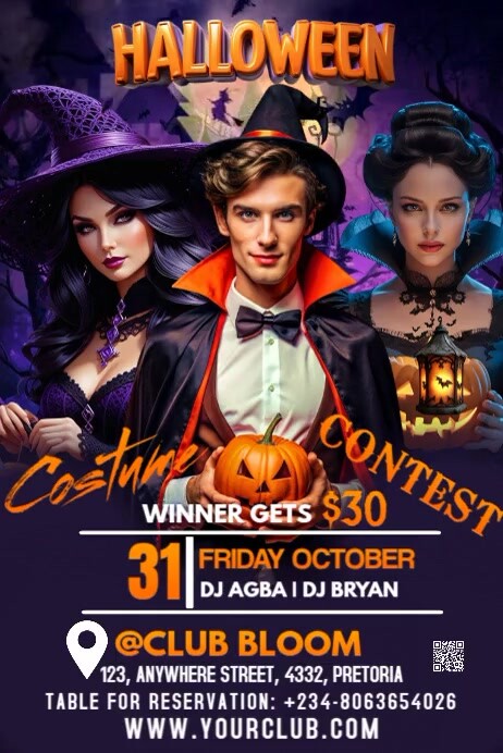 Modern & Minimal Halloween Party Flyer Poster Template | PosterMyWall