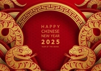 Modern & Minimal Happy Chinese New Year Of The Snake Postcard Postal template