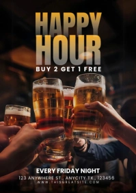 Modern & Minimal Happy Hour Bar Event A4 template