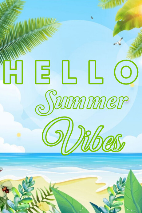 Modern & Minimal Hello Summer Vibes Poster Te Плакат template