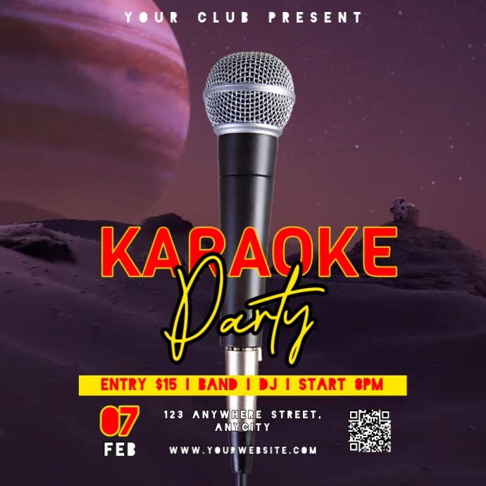 Modern & Minimal Karaoke Party Pos Instagram Wpis na Instagrama template
