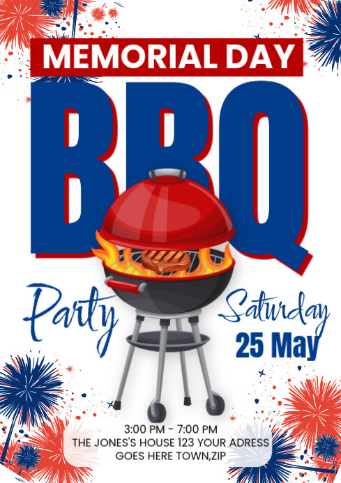 Modern & Minimal Memorial Day Bbq A4 template